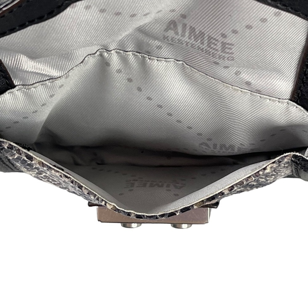Aimee Kestenberg Purse Zoe Satchel Shoulder Bag Quilted Snakeskin Black Brown - Picture 9 of 15